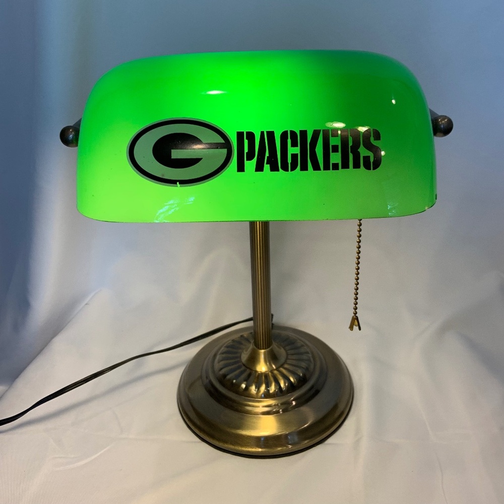RARE Vintage Green Bay Packers 'G' Logo NFL Bankers Desk Lamp Tested & Working